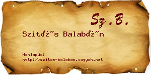 Szitás Balabán névjegykártya